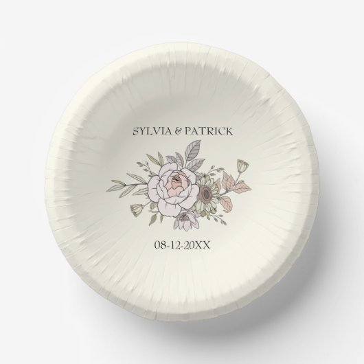 Zeichnend Blume Elfenbeinromantik Pappteller (Vorderseite)