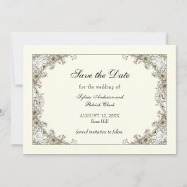 Zeichnend Blume Elfenbeinromantik Save The Date