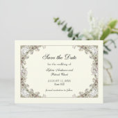 Zeichnend Blume Elfenbeinromantik Save The Date (Stehend Vorderseite)