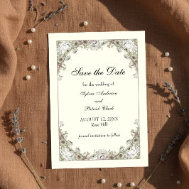 Zeichnend Blume Elfenbeinromantik Save The Date