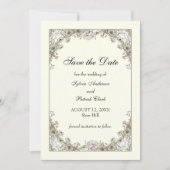 Zeichnend Blume Elfenbeinromantik Save The Date (Vorderseite)