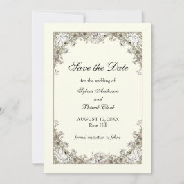 Zeichnend Blume Elfenbeinromantik Save The Date