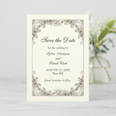 Zeichnend Blume Elfenbeinromantik Save The Date (Stehend Vorderseite)