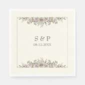 Zeichnend Blume Elfenbeinromantik Serviette (Vorderseite)