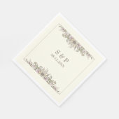 Zeichnend Blume Elfenbeinromantik Serviette (Ecke)