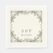 Zeichnend Blume Elfenbeinromantik Serviette (Vorderseite)