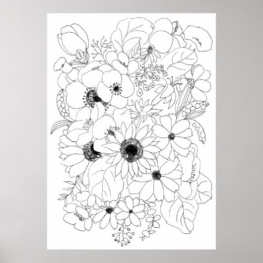 zeichnend Blume Poster (Vorne)