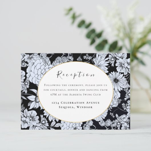 zeichnend Blume, Schwarz-Weiß-Blume Begleitkarte (Stehend Vorderseite)