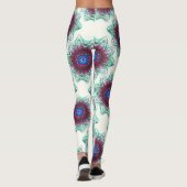Zeichnend Blume-Textur von metallischem Zyan in Ro Leggings (Rückseite)