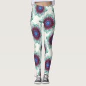 Zeichnend Blume-Textur von metallischem Zyan in Ro Leggings (Vorderseite)