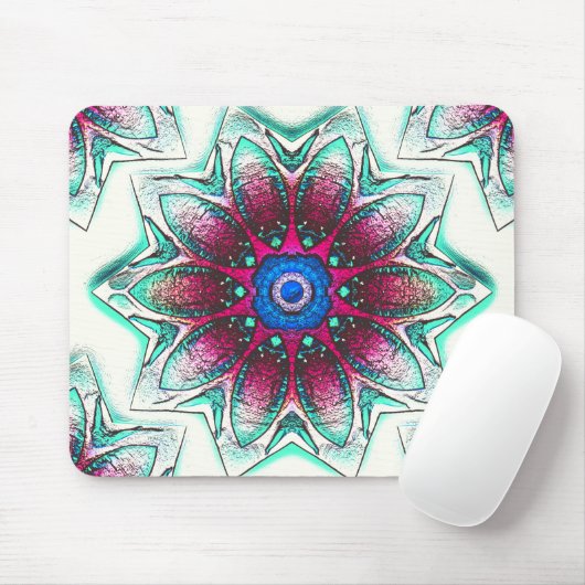 Zeichnend Blume-Textur von metallischem Zyan in Ro Mousepad (Mit Mouse)