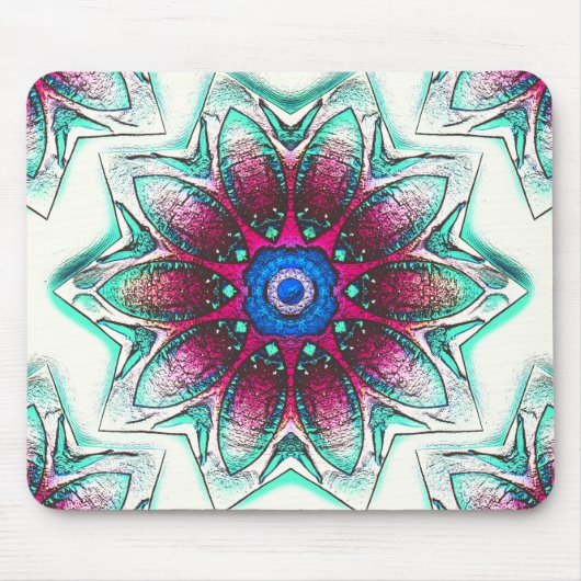 Zeichnend Blume-Textur von metallischem Zyan in Ro Mousepad (Vorne)