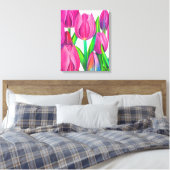 Zeichnend botanische Pink Tulips Leinwanddruck (Insitu (Schlafzimmer))