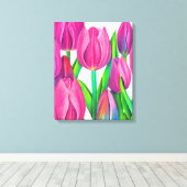 Zeichnend botanische Pink Tulips Leinwanddruck (Insitu (Holzboden))