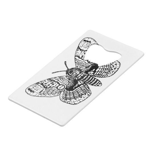 Zeichnend Brahmanmotte Geldbeutel Flaschenöffner (Rückseite Schrägansicht)