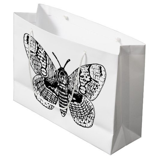 Zeichnend Brahmanmotte Große Geschenktüte (Vorderseite Schrägansicht)