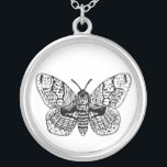 Zeichnend Brahmanmotte Versilberte Kette<br><div class="desc">Handgezeichnete Abbildung einer Braghminmotte in Schwarz/Weiß.</div>
