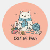 Zeichnend Cat Simple Line Sketch Runder Aufkleber (Vorderseite)