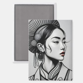 zeichnend chinesische Mädchen Magnet (Vorderseite/Rückseite)