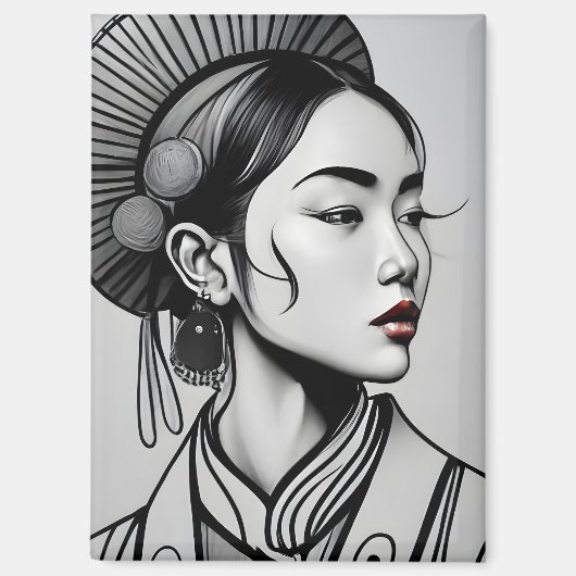 zeichnend chinesische Mädchen Magnet (Vorderseite)