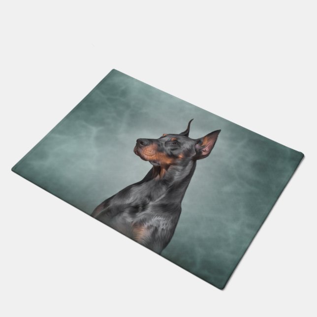 Zeichnend Doberman-Hund Fußmatte (Schrägansicht)