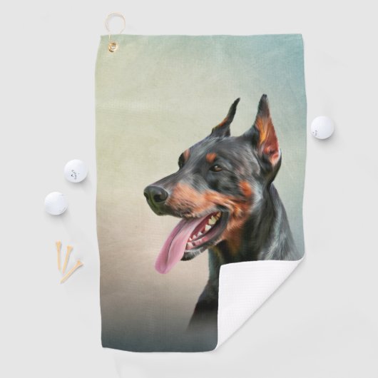 Zeichnend Doberman-Hund Golfhandtuch (Insitu)