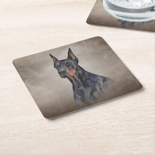 Zeichnend Doberman-Hund Rechteckiger Pappuntersetzer (angewinkelt)