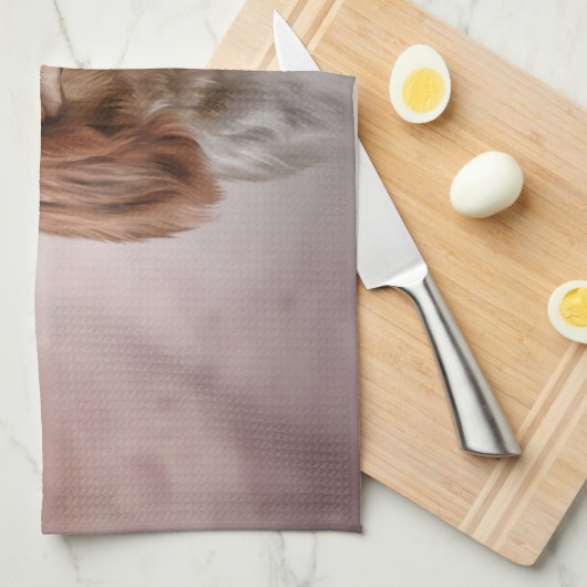 Zeichnend Dog Cavalier King Charles Spaniel Geschirrtuch (Viertel Falte)