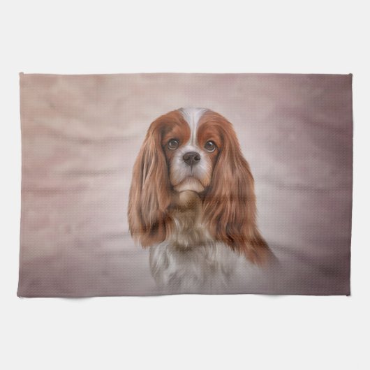 Zeichnend Dog Cavalier King Charles Spaniel Geschirrtuch (Horizontal)