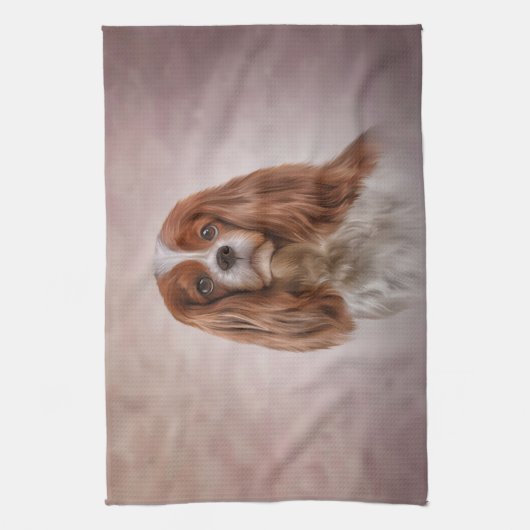 Zeichnend Dog Cavalier King Charles Spaniel Geschirrtuch (Vertikal)