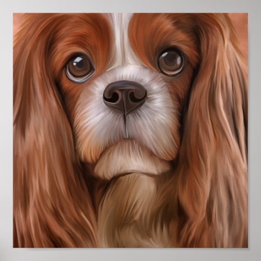 Zeichnend Dog Cavalier King Charles Spaniel Poster (Vorne)