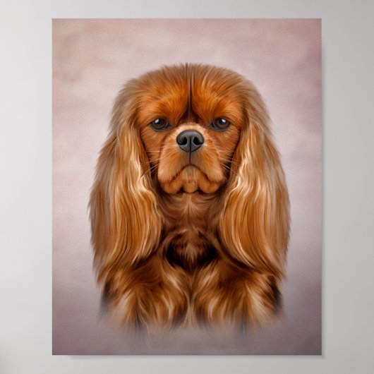Zeichnend Dog Cavalier King Charles Spaniel Poster (Vorne)
