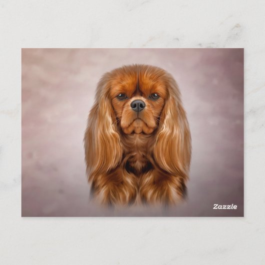 Zeichnend Dog Cavalier King Charles Spaniel Postkarte (Rückseite)