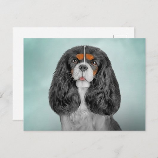 Zeichnend Dog Cavalier King Charles Spaniel Postkarte (Vorne/Hinten)