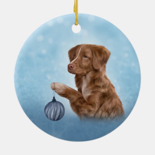 Zeichnend Dog Nova Scotia Duck Tolling Keramik Ornament (Hinten)