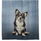 Zeichnend Dog Welsh Corgi schwarz Duschvorhang (Vorderseite)