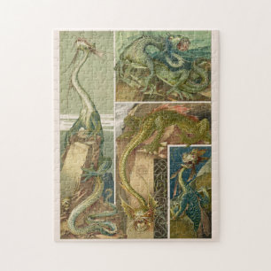 Zeichnend Drachen, Jugendstil von Anton Seder Jigs Puzzle