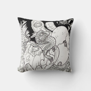 Zeichnend Drachenkunstfarbe Kissen