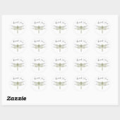 Zeichnend Elegante Dragonfly Runder Aufkleber (Blatt)