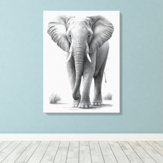 Zeichnend Elephant Pencil Leinwanddruck (Insitu (Holzboden))