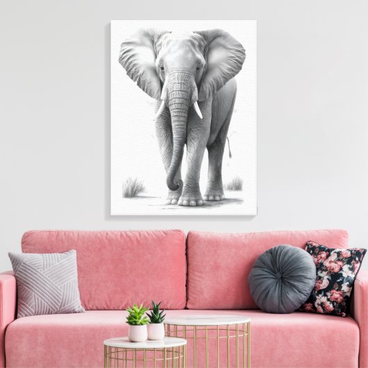 Zeichnend Elephant Pencil Leinwanddruck (Insitu (Wohnzimmer))