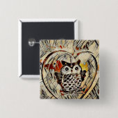 Zeichnend Eule Button (Vorne & Hinten)