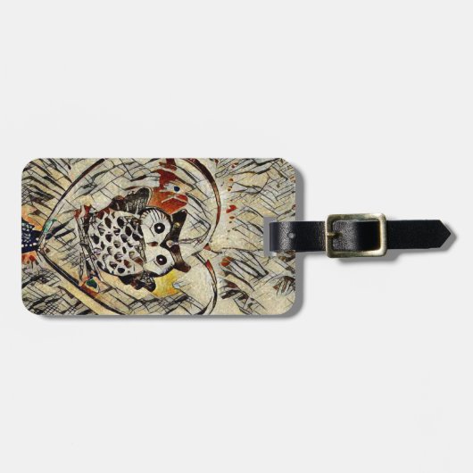 Zeichnend Eule Gepäckanhänger (Vorderseite horizontal)