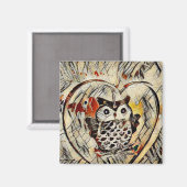 Zeichnend Eule Magnet (Vorderseite/Rückseite)