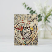 Zeichnend Eule Postkarte (Stehend Vorderseite)