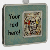 Zeichnend Eule Rahmen-Ornament Silber (Rechts)