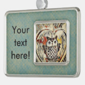 Zeichnend Eule Rahmen-Ornament Silber (Links)