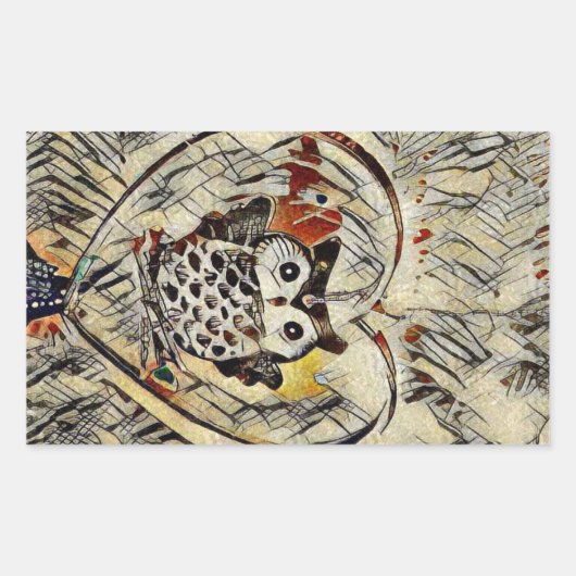 Zeichnend Eule Rechteckiger Aufkleber (Vorderseite)