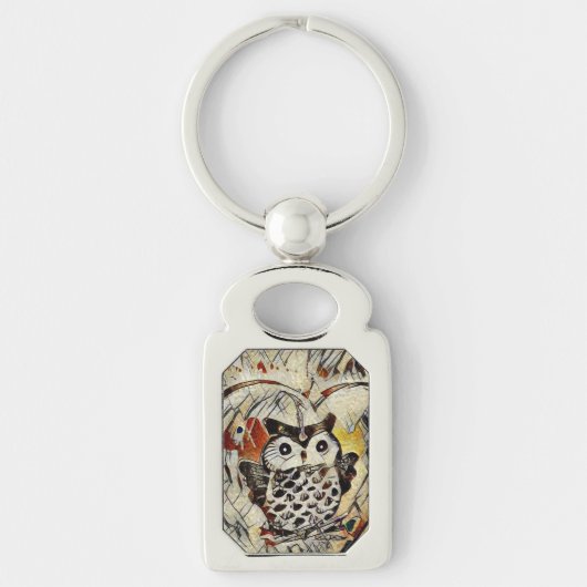 Zeichnend Eule Schlüsselanhänger (Vorderseite)