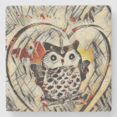 Zeichnend Eule Steinuntersetzer (Vorderseite)